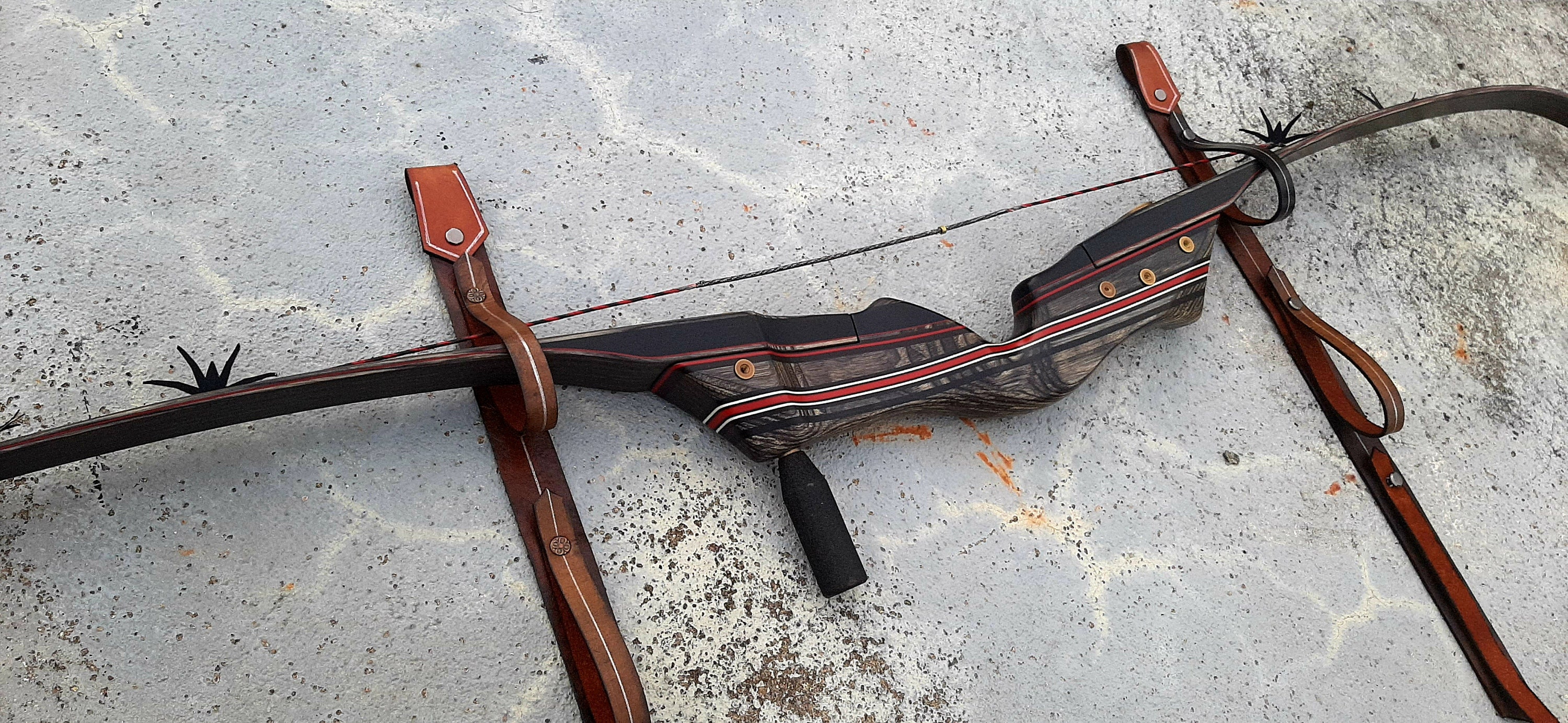 3 BOWS Leather Bow Holder Rack Custom Hand made for bows up to Etsy