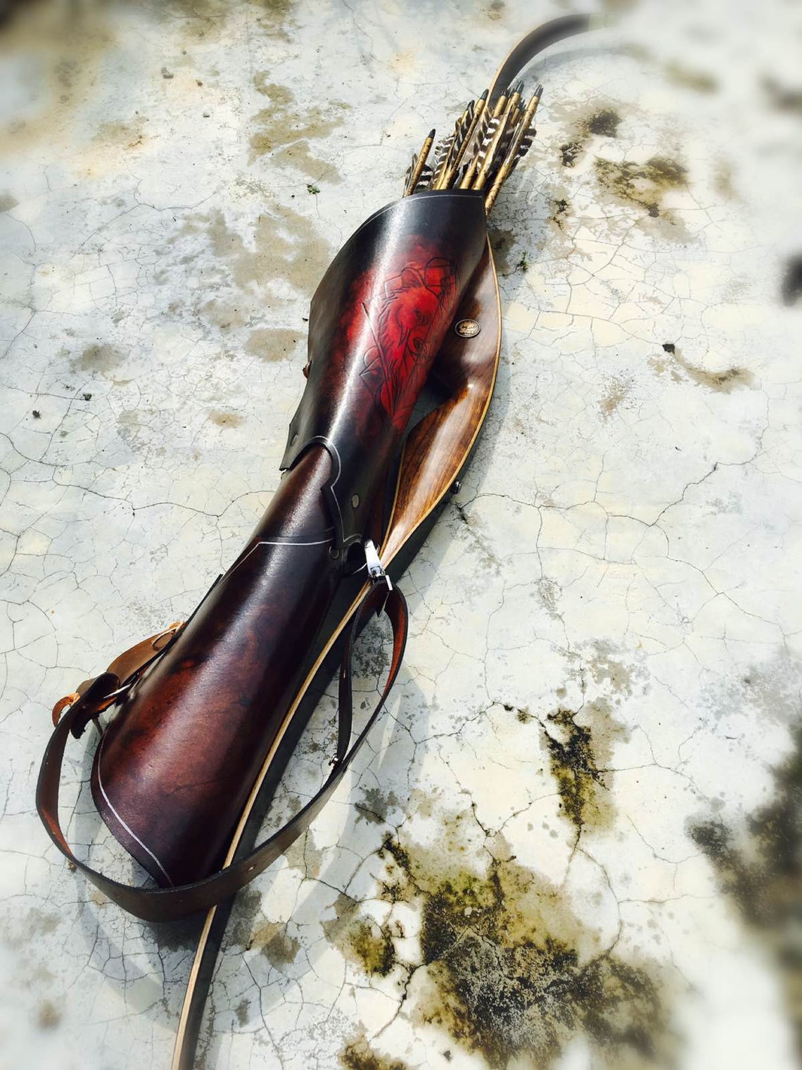 Custom back/Hip Quiver Traditional Archery Bear Pyrography Etsy