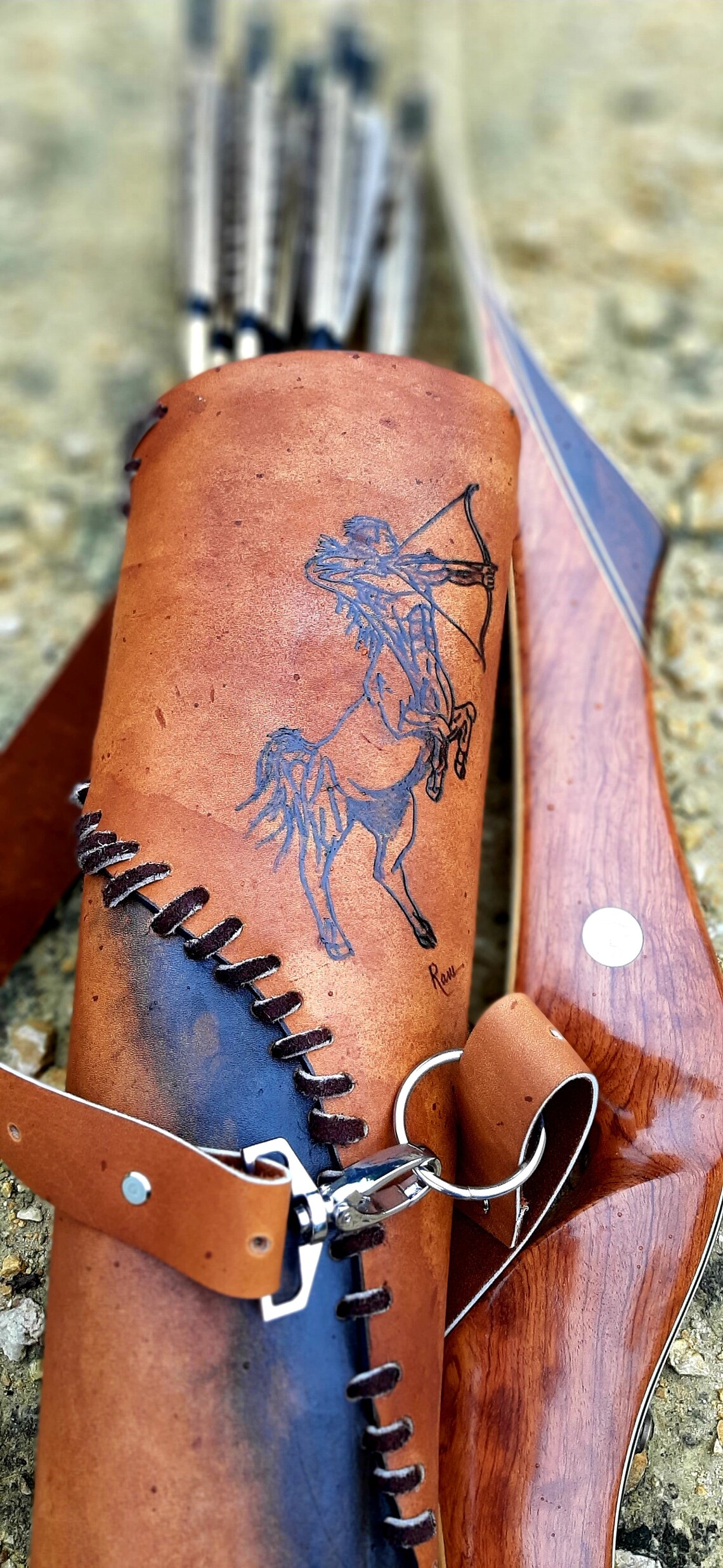 Custom handmade leather back quiver traditional archery carved Etsy