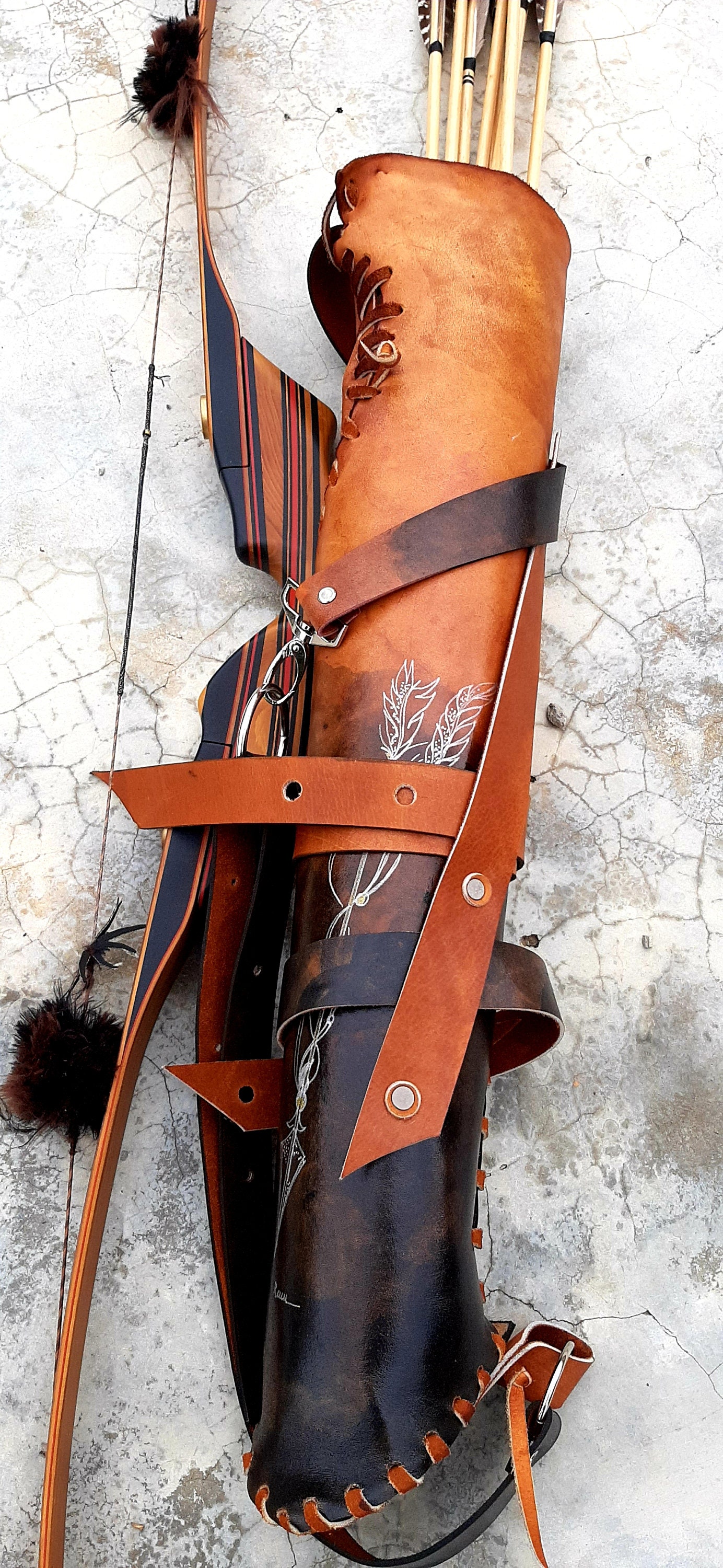 Custom handmade leather back quiver traditional archery bow Etsy