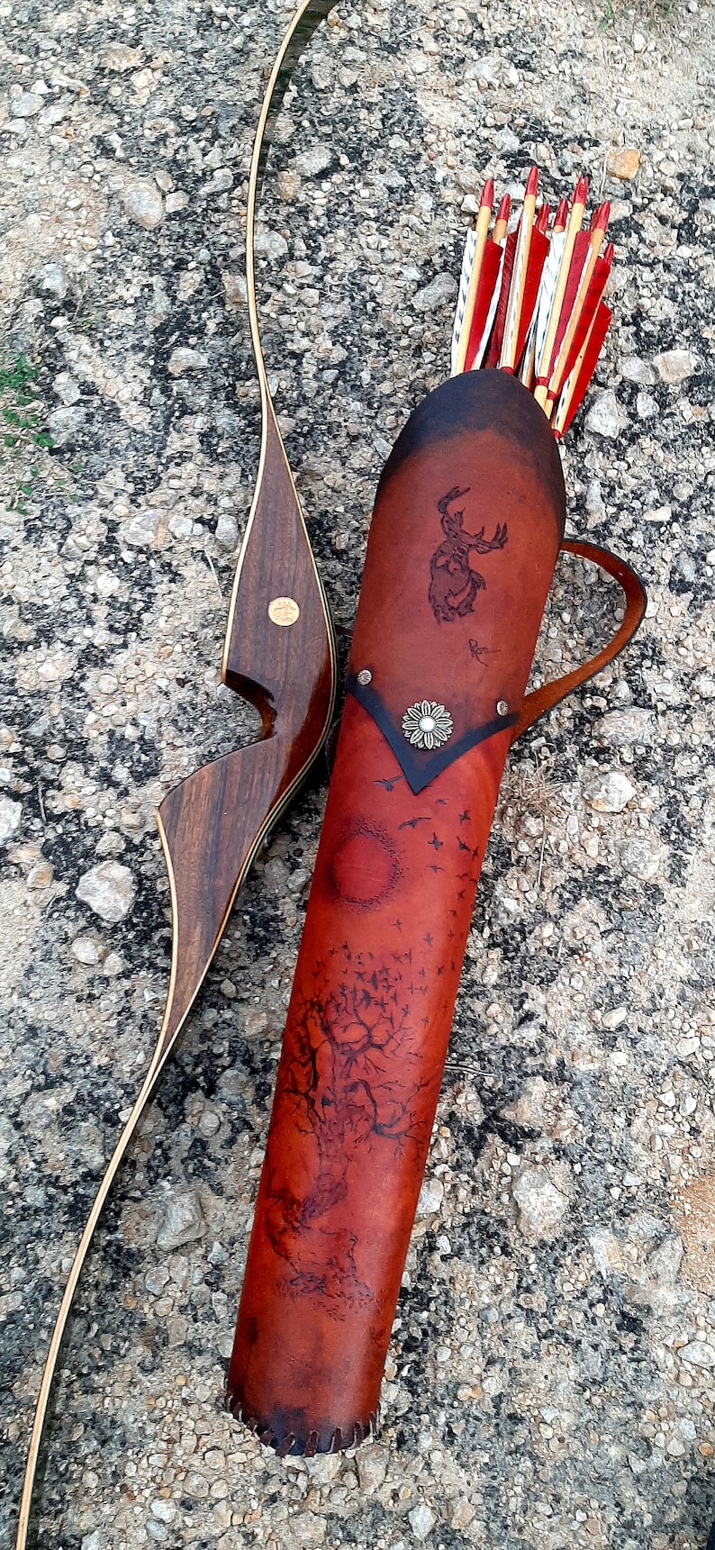 Leather Quiver side stalking traditional Archery Back Quiver Etsy