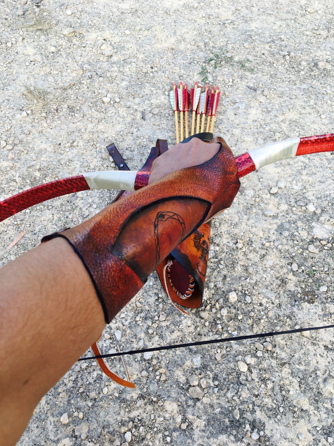 KIDS L/H Archery Shooting Glove Arm Guard for Horsebow Asiatic Etsy