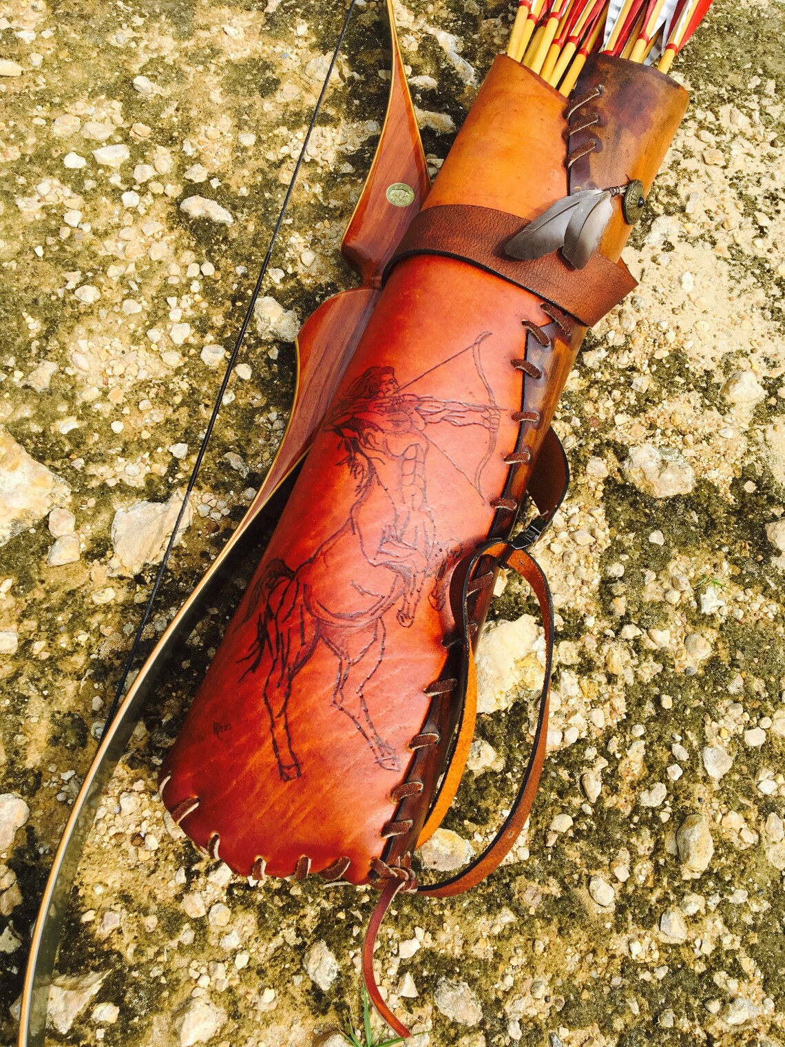 Custom Handmade Leather Back Quiver Traditional Archery Carved Etsy