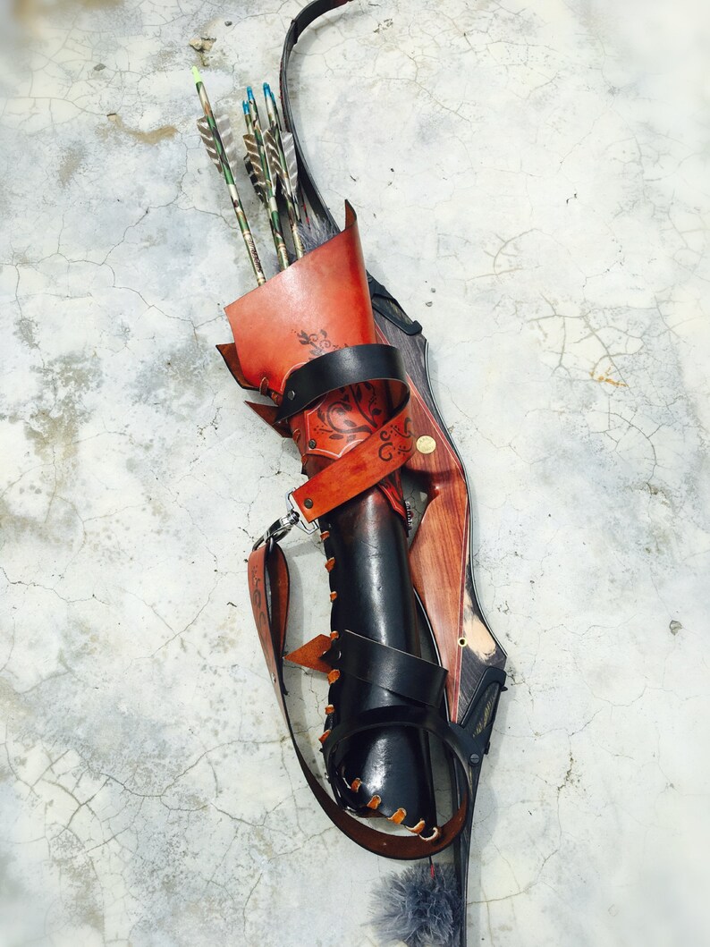 Archery Traditional Back Quiver Custom Art Pyrography Vine Art Etsy