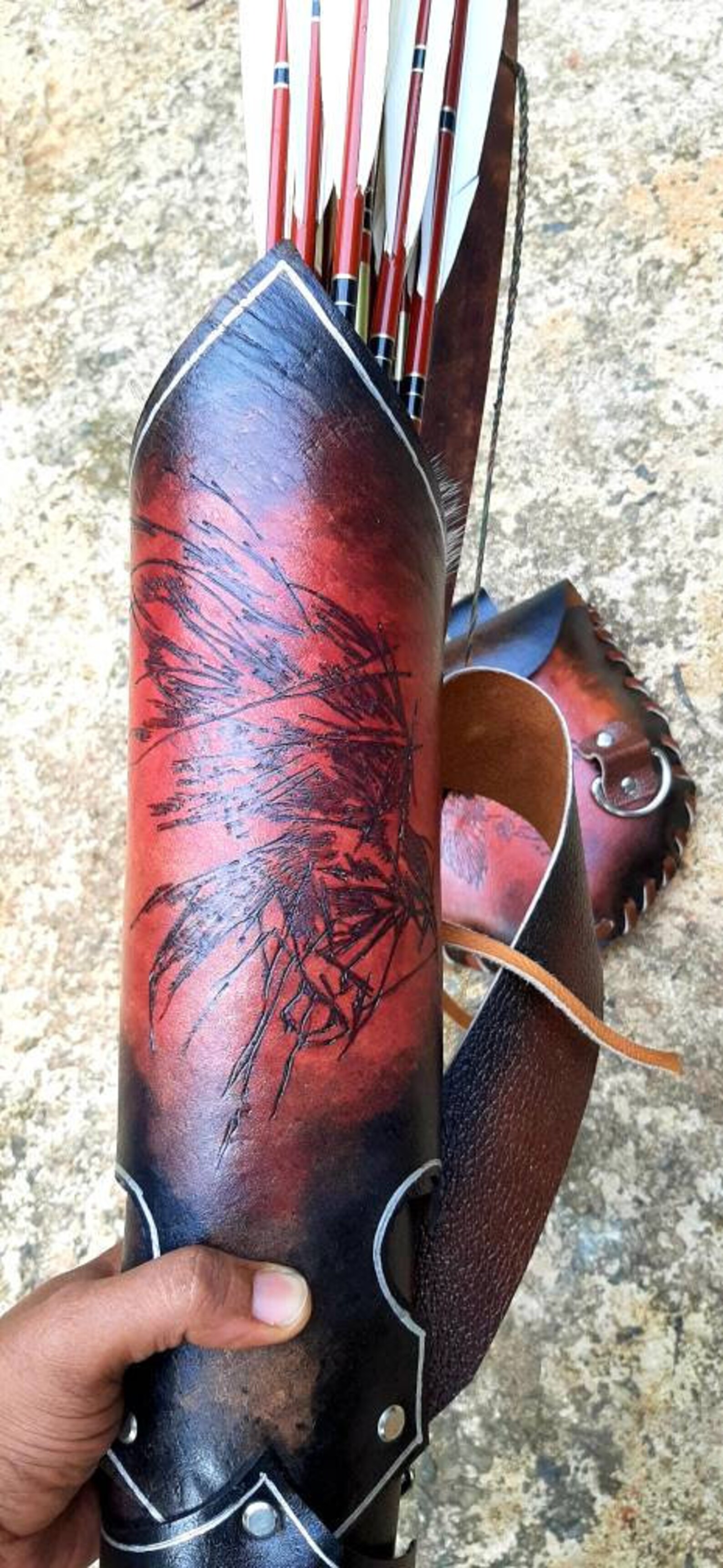 Handmade Leather Back Quiver With Hip Pouch Custom Art Made in Etsy