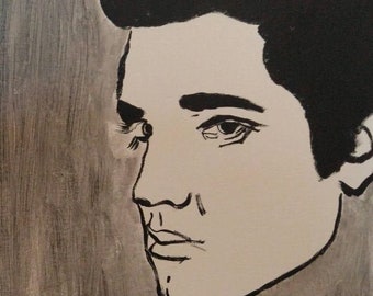 Elvis portrait framed 11x14 acrylic oil canvas board.