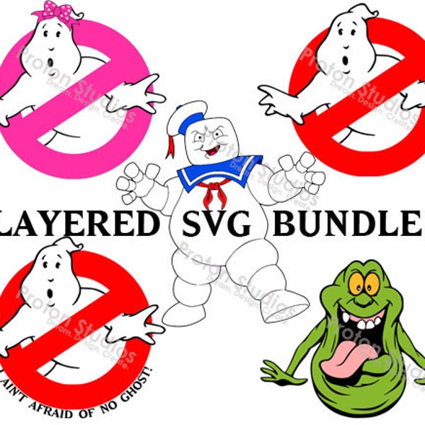 Ghostbusters Bundle; Digital Files SVG, PNG, DXF Slimer, Stay Puft, Logos