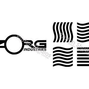 May include: Black and white logo for Zorg Industries. The logo features a stylized letter "Z" with a circle in the middle and the letters "ORG" to the right of the circle. The text "INDUSTRIES" is below the logo. The image also includes four black and white stylized wave patterns.