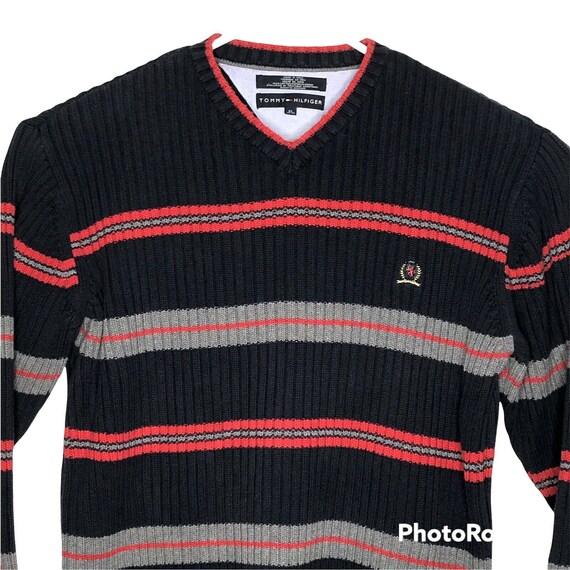 Vintage 90s Tommy Hilfiger Cotton Striped Sweater… - image 1
