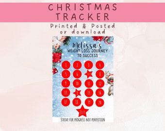 Personalised Countdown to Christmas Weight Loss Progress Chart, Xmas Weight Loss Motivation Chart, Lose Weight Poster Xmas Party