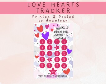 Personalised Weight Loss Print, Slim for Summer Chart, Weight Loss Chart, Lose Weight Progress Poster, Pounds Lost Chart, Heart Weight Goals