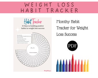 Weight Loss Habit Tracker, Circle Daily Routine Checklist, Weekly Habit Chart Round, Monthly Goal Planner, Weight Loss Help, Habit Circle