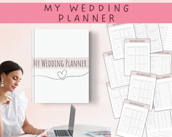 My Wedding Planner, Printable Wedding Planner Pages, Wedding Seating Plan, Reception Florist Photographer Planners, Guest List Pages