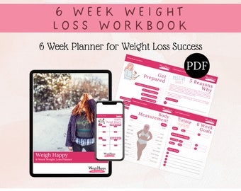 6 Week Weight Loss Workbook with Meal Planner, Weight Loss Planner, Healthy Eating, Food Tracker Journal, Daily Food Journal