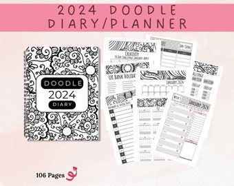 Doodle Diary, Creativity Journal, Monthly Planners, Week per page Diary, Expenses Tracker, Saving Challenges, Doodle of the day, Sketchbook