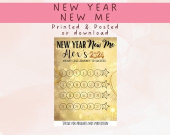 New Year New Me Personalised Weight Loss Chart,  2024 Weight Loss Tracker, New Year Weight Progress Poster, Pounds Lost Chart,  Diet print