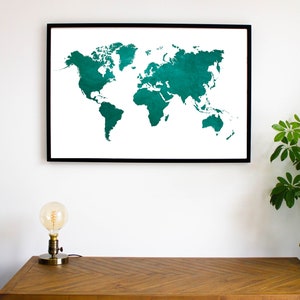 Poster carte du monde vert émeraude