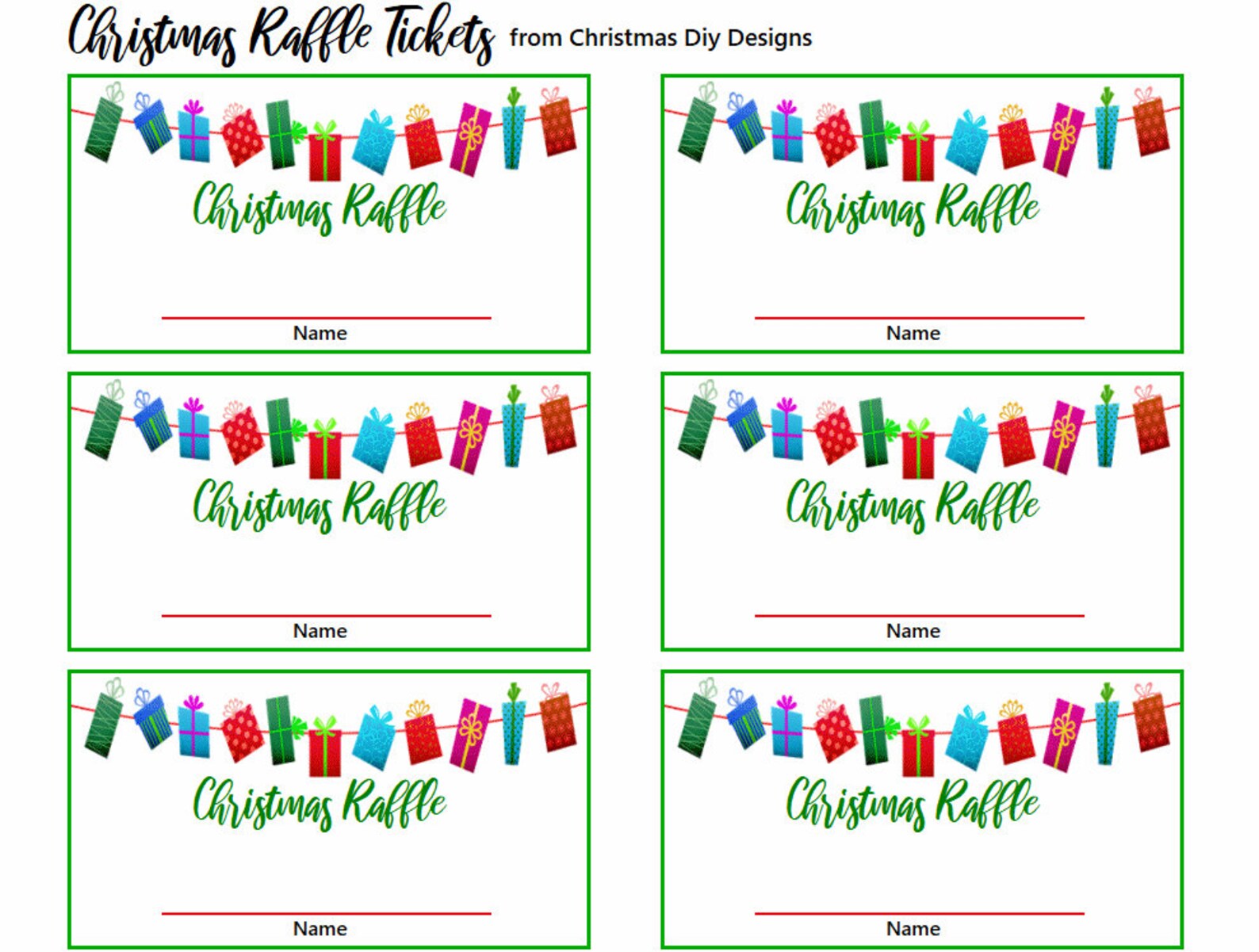 Printable Christmas Party Raffle Tickets Etsy