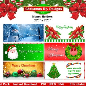 Porta-moedas de Natal para impressão - porta-moedas de Natal fáceis de imprimir, porta-presentes em dinheiro, envelope para presente em dinheiro, DOWNLOAD INSTANTÂNEO