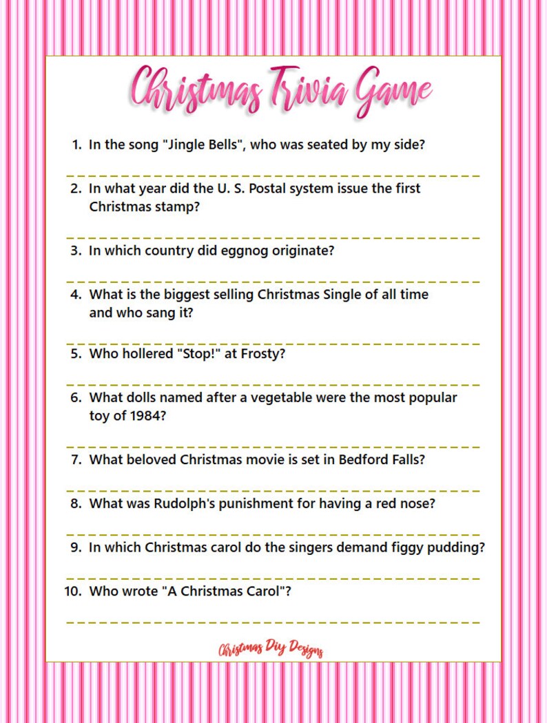 Instant Download Printable Christmas Trivia Games Christmas Party Games Diy Christmas Trivia Games Christmas Trivia Games Party Games Paper Party Supplies Mabnadieselpart Com