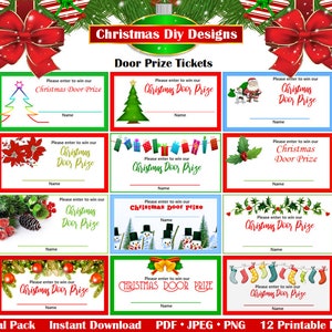 Christmas Door Prize Tickets- Printable Christmas Door Prize Tickets ...