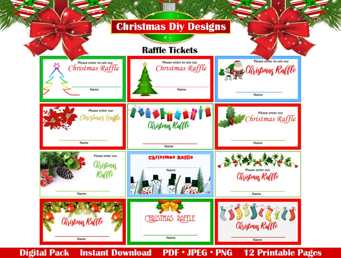 Boletos imprimibles para la rifa de la fiesta de Navidad - Etsy España