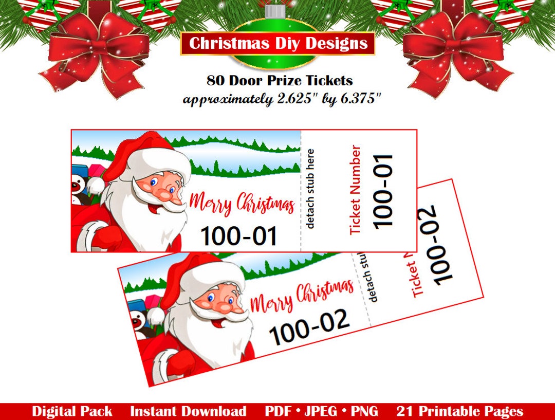 Christmas Door Prize Tickets- Printable Christmas Door Prize Tickets ...