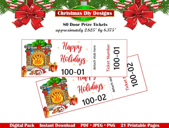 Christmas Door Prize Tickets Printable Christmas Door Prize | Etsy