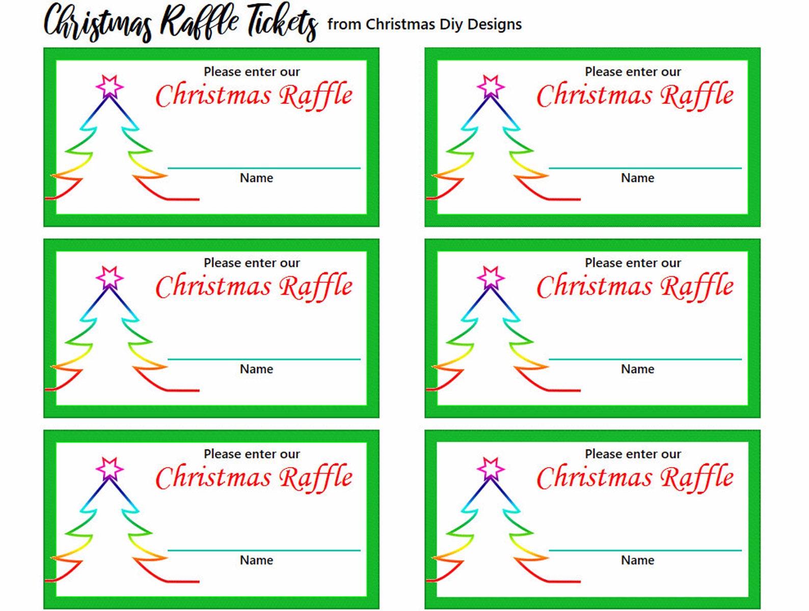Printable Christmas Party Raffle Tickets Etsy