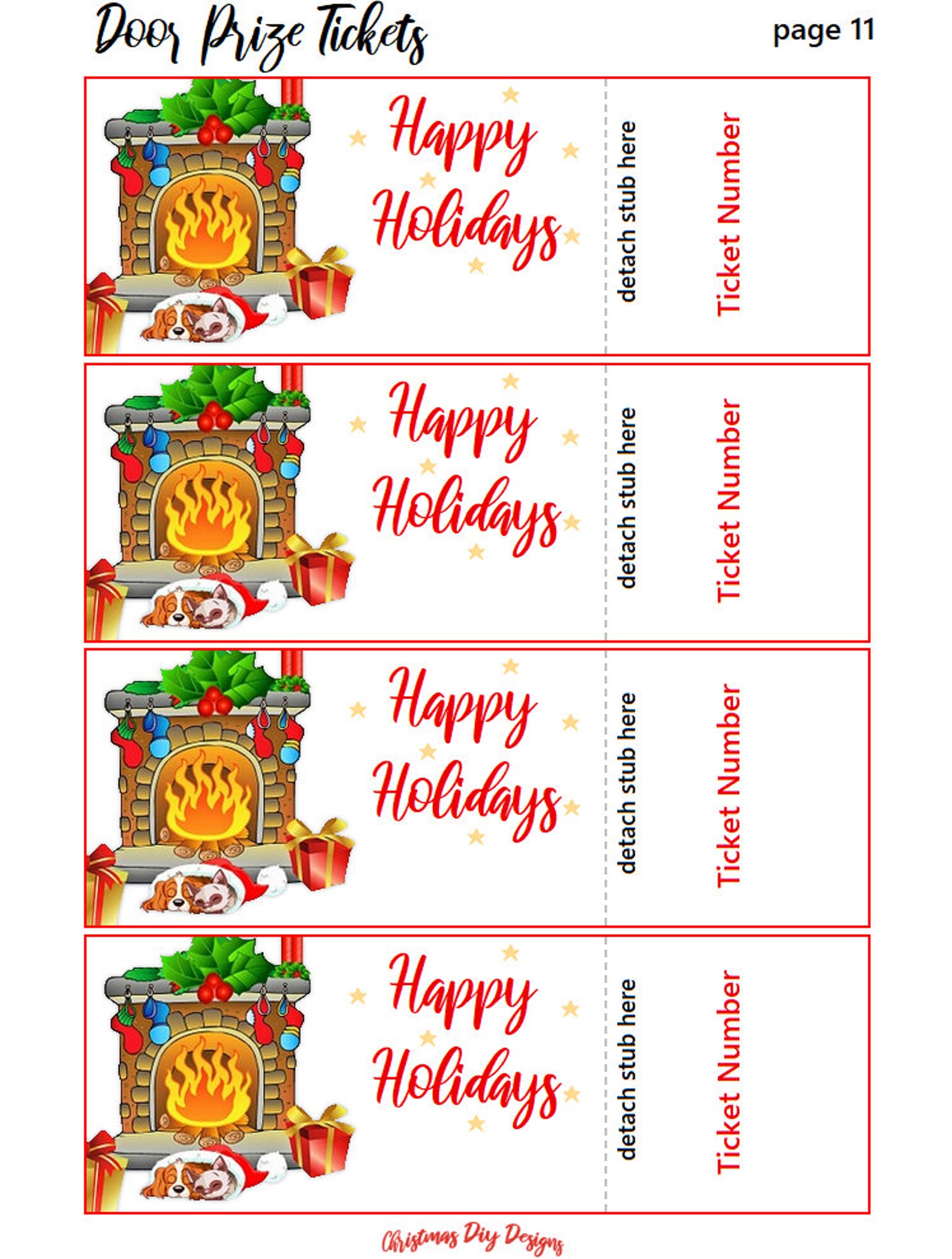 Christmas Door Prize Tickets Printable Christmas Download Now Etsy