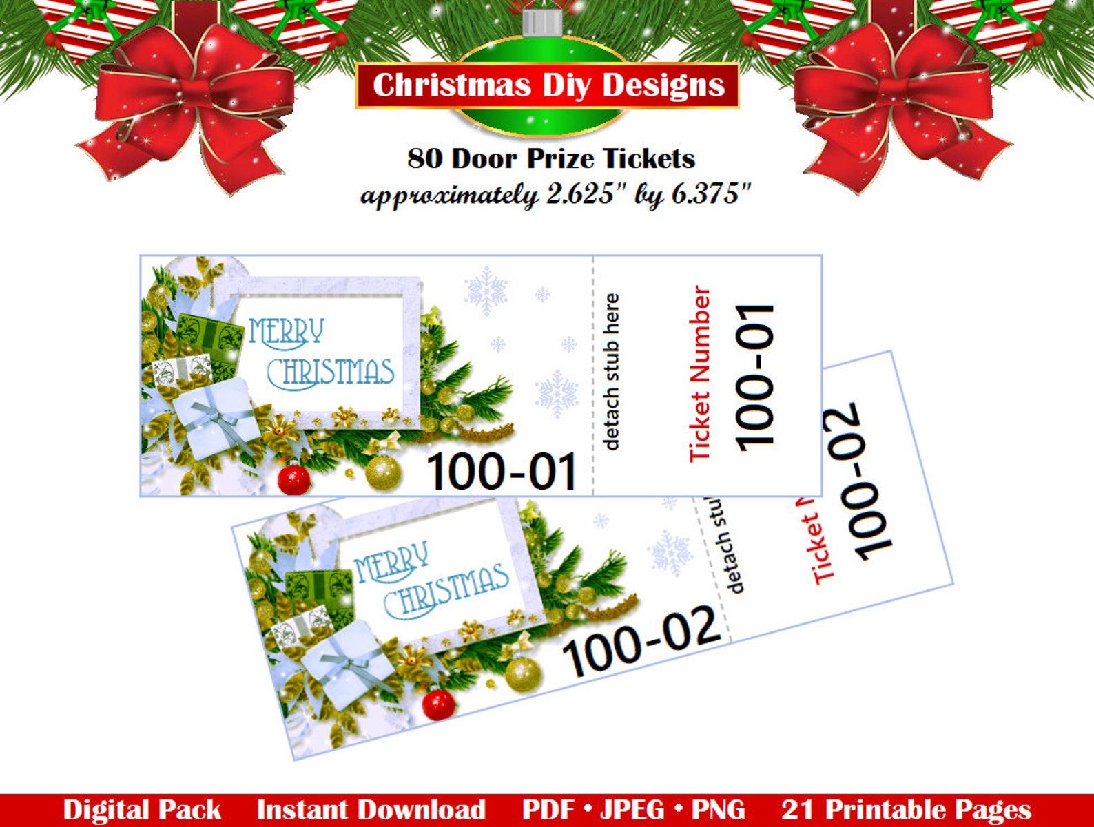 Christmas Door Prize Tickets Printable Christmas Door Prize Tickets