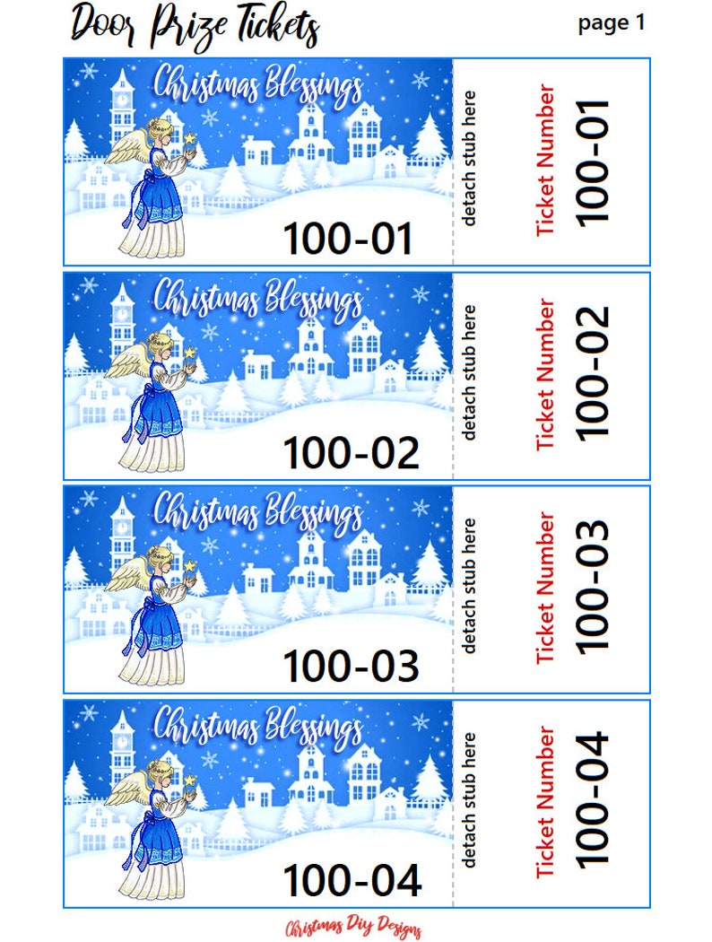 christmas door prize tickets printable christmas door prize etsy