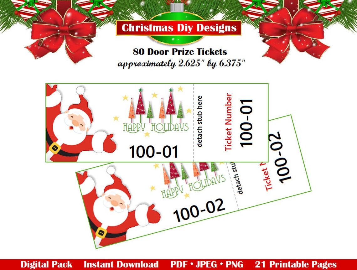 Christmas Door Prize Tickets Printable Christmas Door Prize Tickets