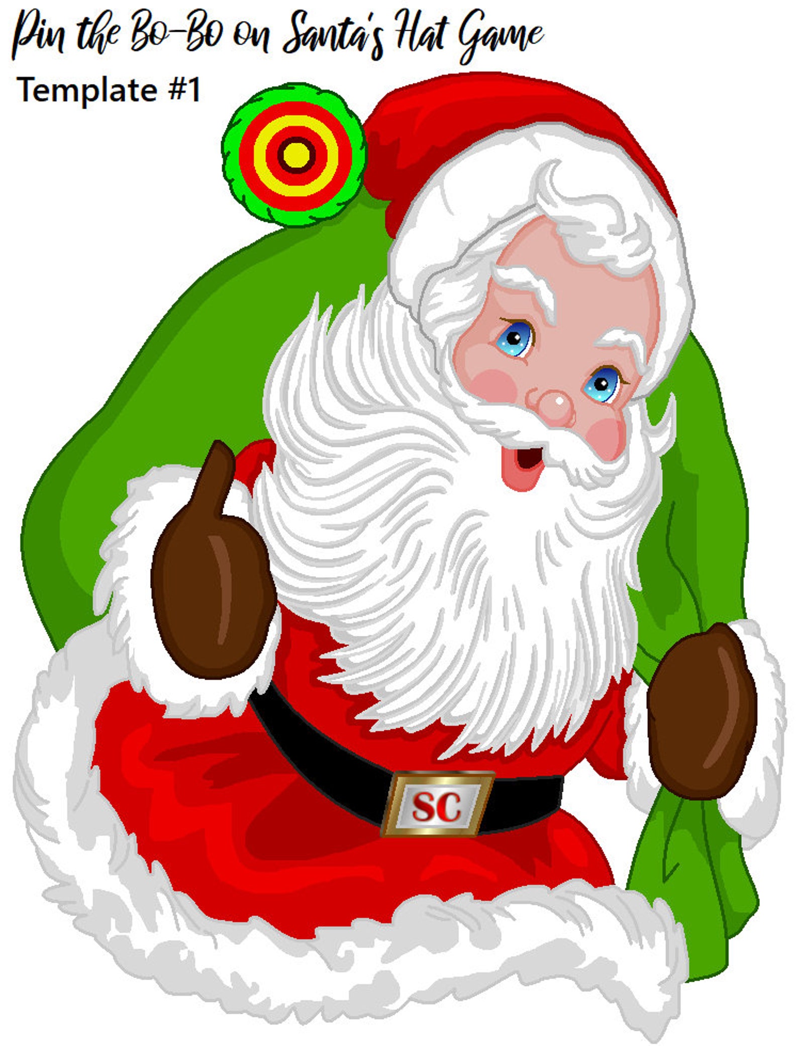 Printable Christmas Game Pin the Bobo on Santa's Hat Etsy