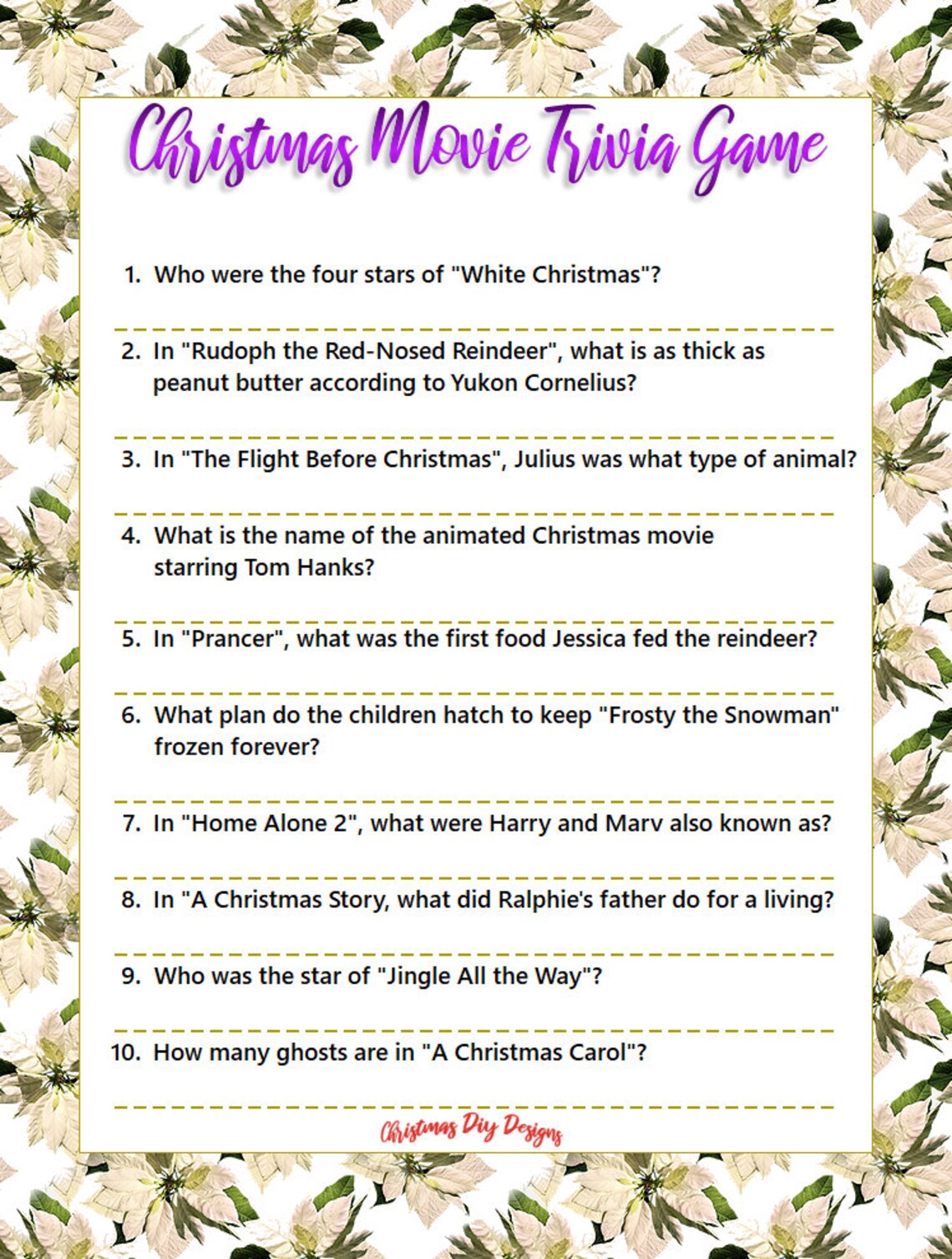 Printable Christmas Trivia Games Christmas Party Games, Christmas ...
