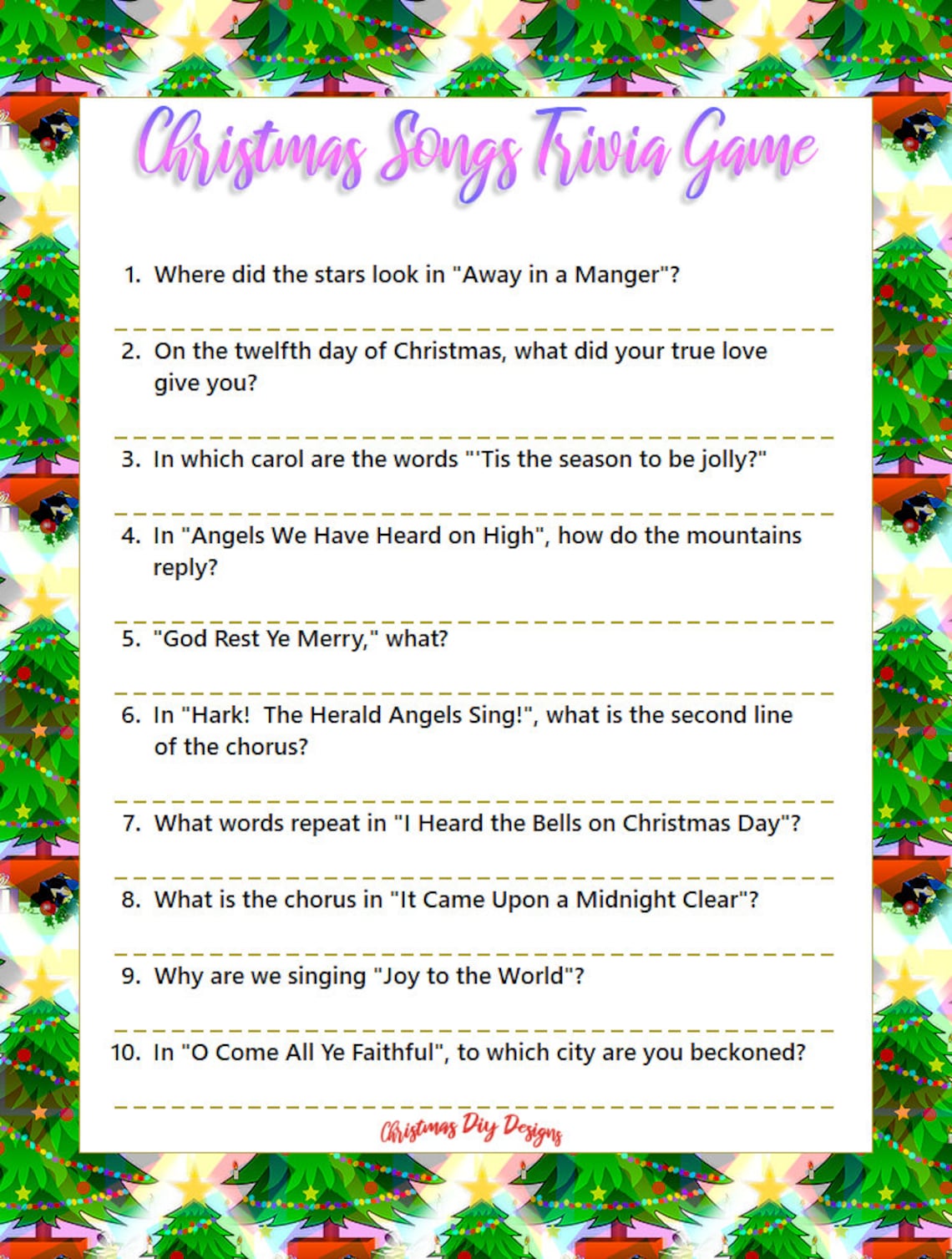 Printable Christmas Trivia Games Christmas Party Games, Christmas ...