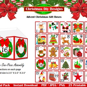 25 Printable DIY Christmas Advent Gift Boxes-christmas Advent Gift ...