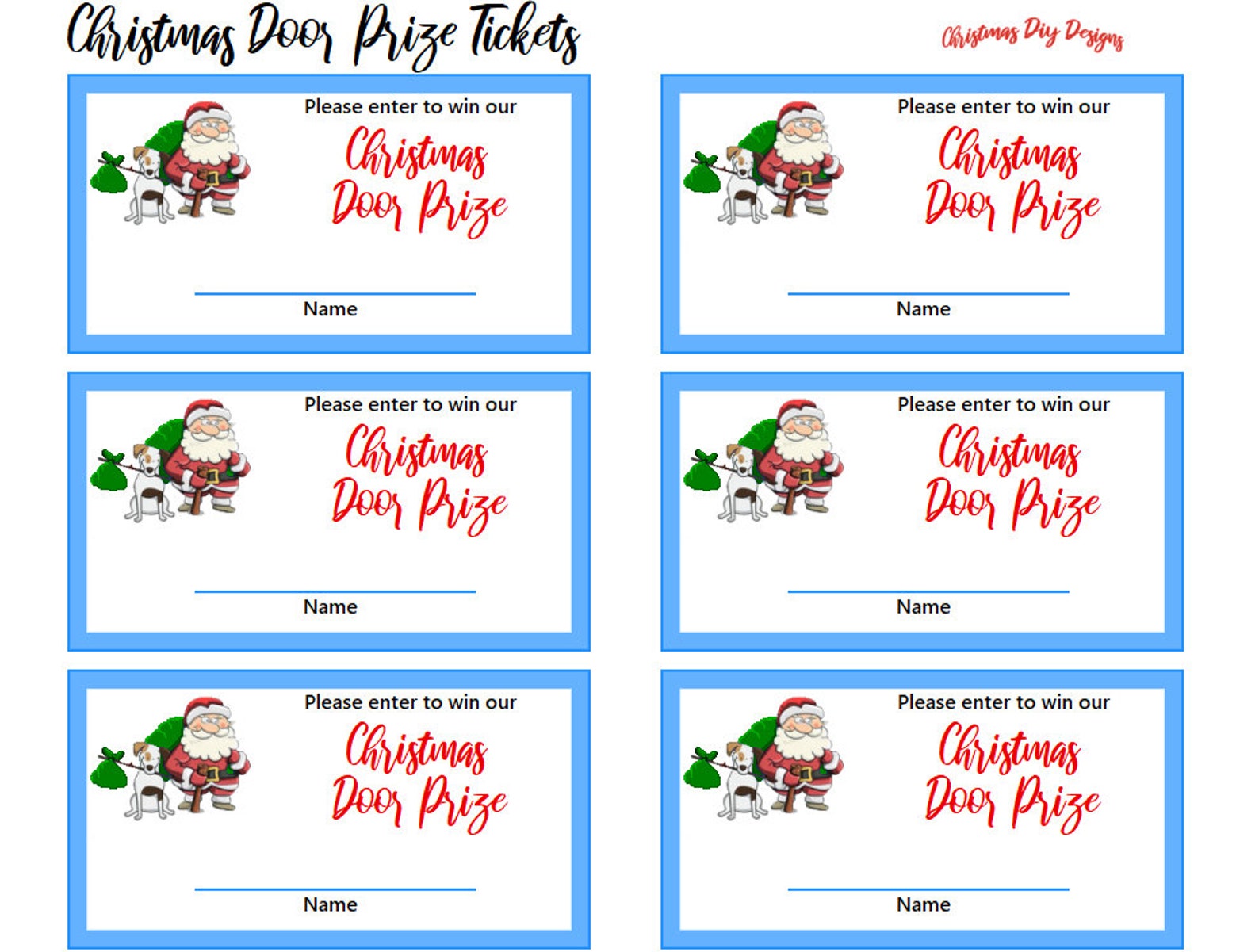 Printable Raffle Ticket Template Door Prize Entry Form 5 Best Images 