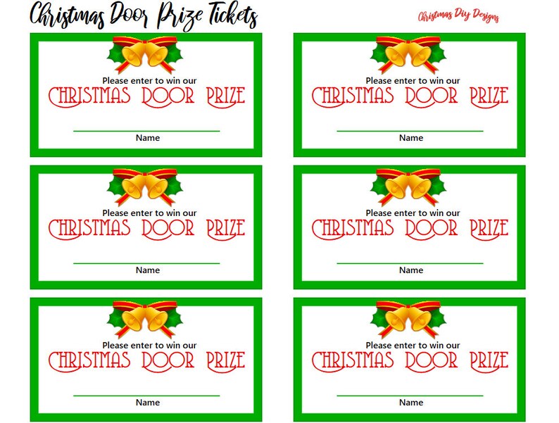 Christmas Door Prize Tickets- Printable Christmas Door Prize Tickets ...