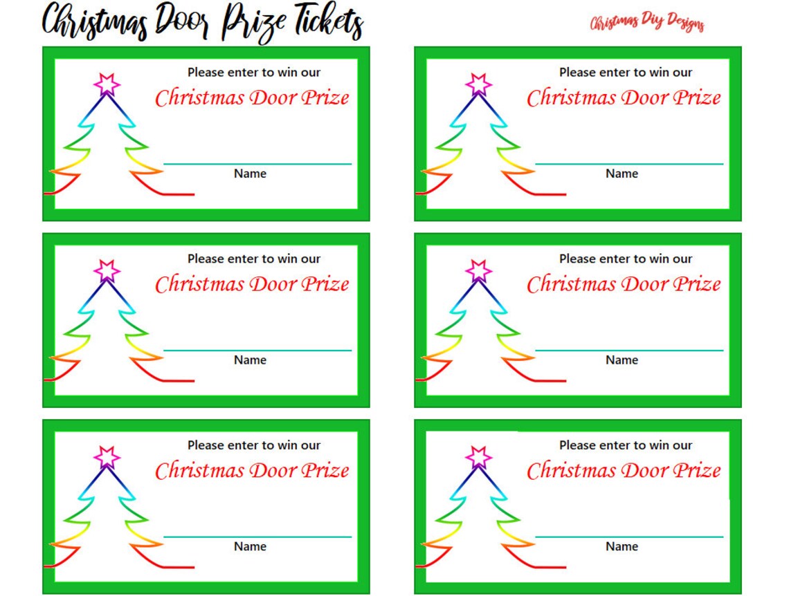 Christmas Door Prize Tickets Printable Christmas Door Prize Etsy Polska