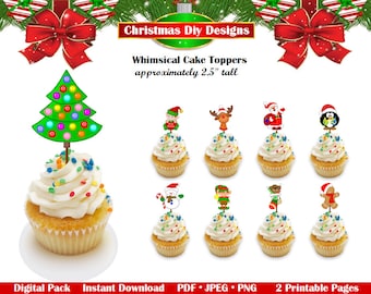 Christmas Cupcake Toppers - Printable Christmas Cupcake Toppers, Christmas Cupcake Decorations, Holiday Cupcake Toppers, INSTANT DOWNLOAD