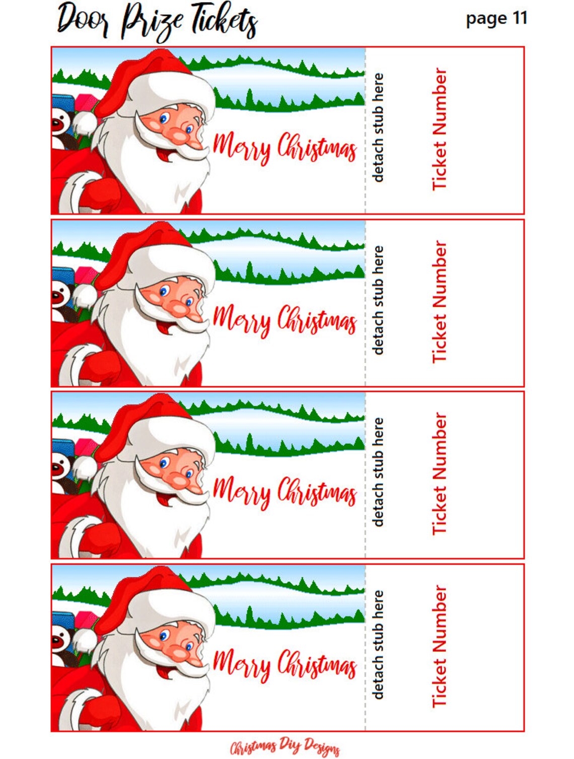 Christmas Door Prize Tickets Printable Christmas Door Prize Tickets