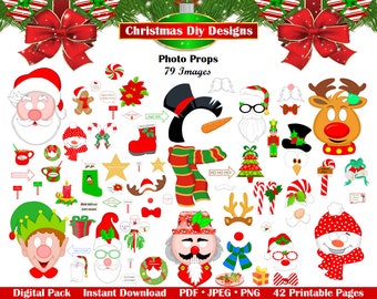 Afdrukbare kerst Photo Booth Props - Kerstfeest Photo Booth Props, kerst rekwisieten, Photo Booth Props, foto rekwisieten, INSTANT DOWNLOAD