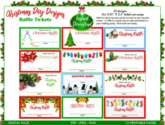 Printable Christmas Party Raffle Tickets Etsy