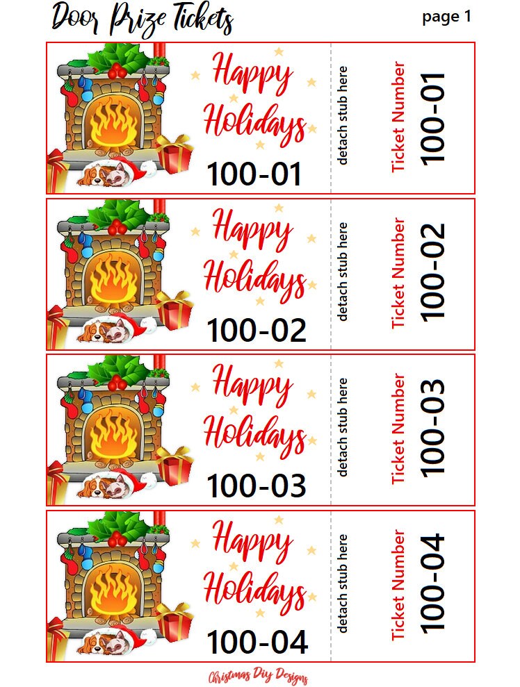 Christmas Door Prize Tickets Printable Christmas Door Prize Tickets ...
