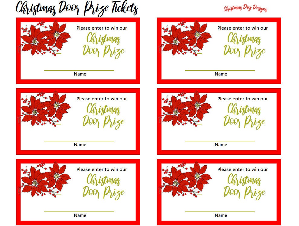Christmas Door Prize Tickets Printable Christmas Door Prize Tickets