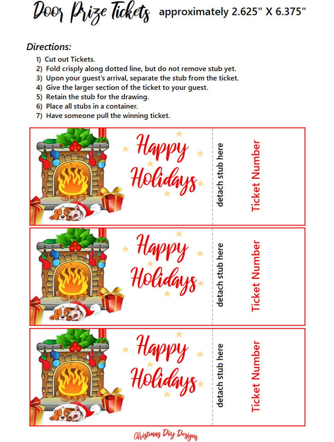 Christmas Door Prize Tickets Printable Christmas Door Prize Tickets ...