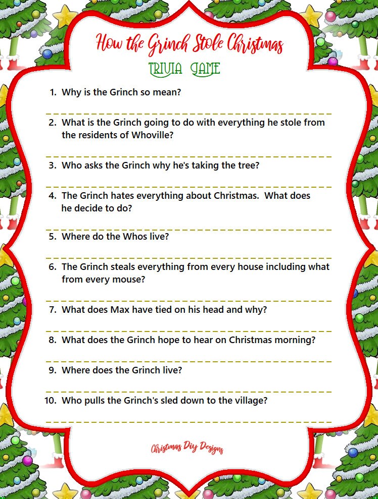 Printable Christmas Trivia Games - Christmas Party Games, Christmas ...