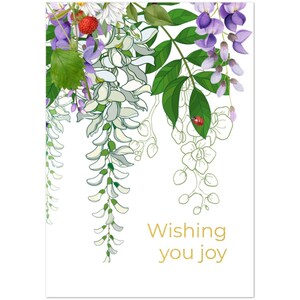 10 blank cards with envelopes.  'Wishing you joy'