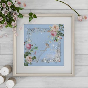 Unframed print - premium quality Cinderella princess, floral fine art theme, genuine art, UK artist